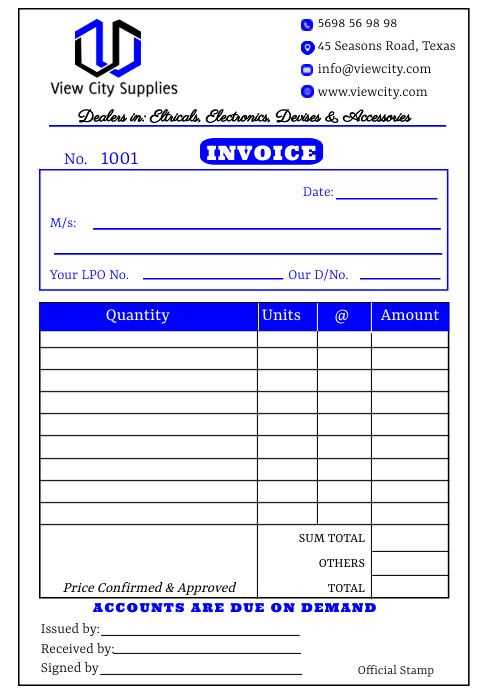 a5 invoice template