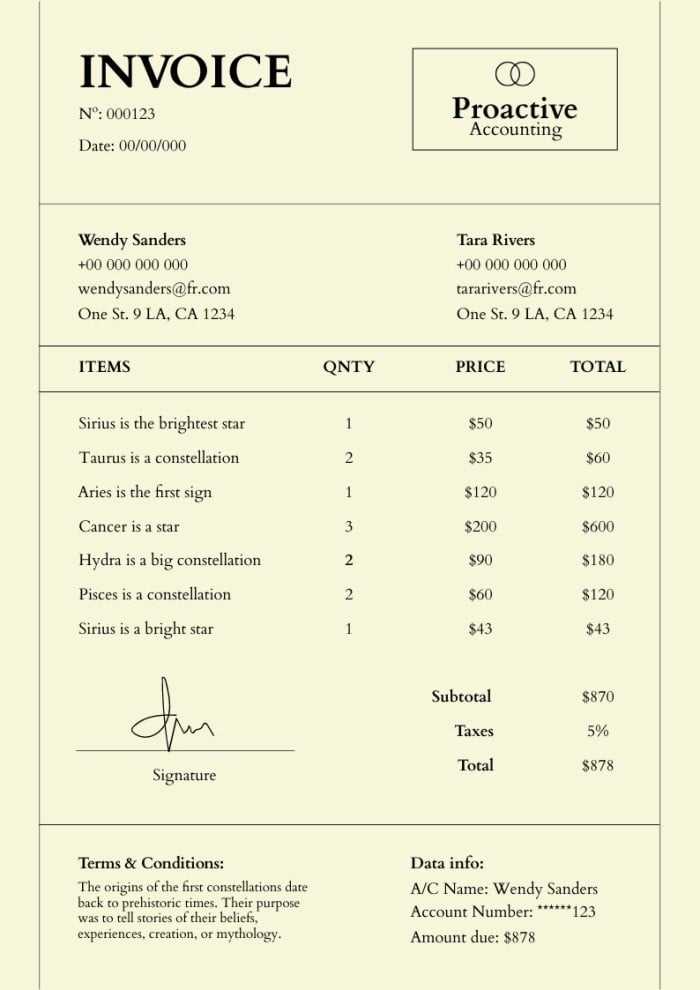 accounting services invoice template