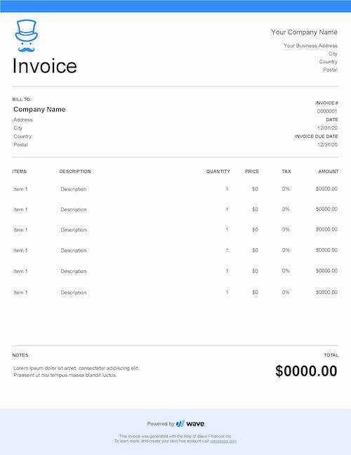 acting invoice template