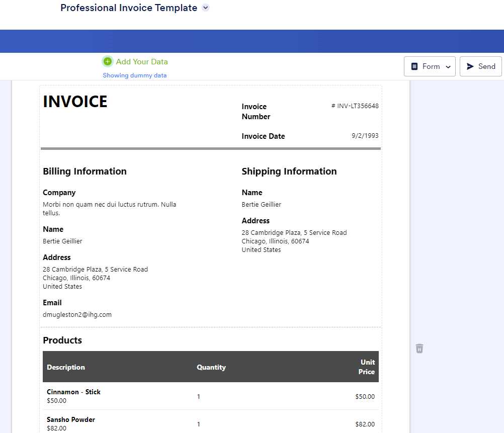 adidas invoice template