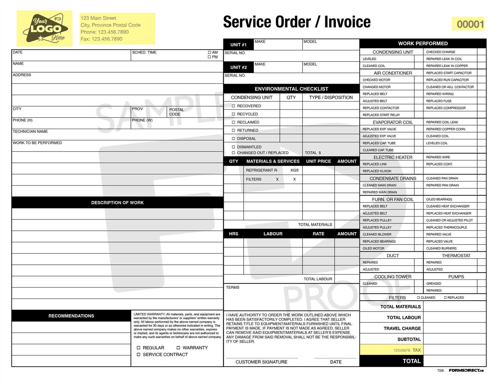 air conditioning invoice template