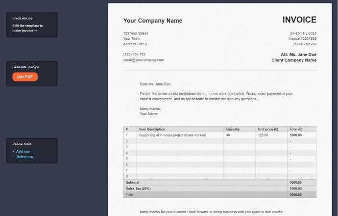 amazon invoice template