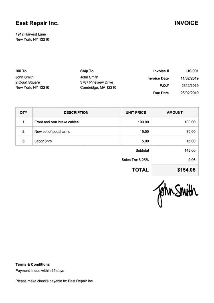 american invoice template