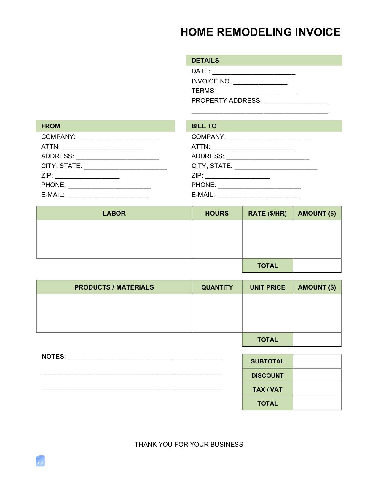 apartment invoice template