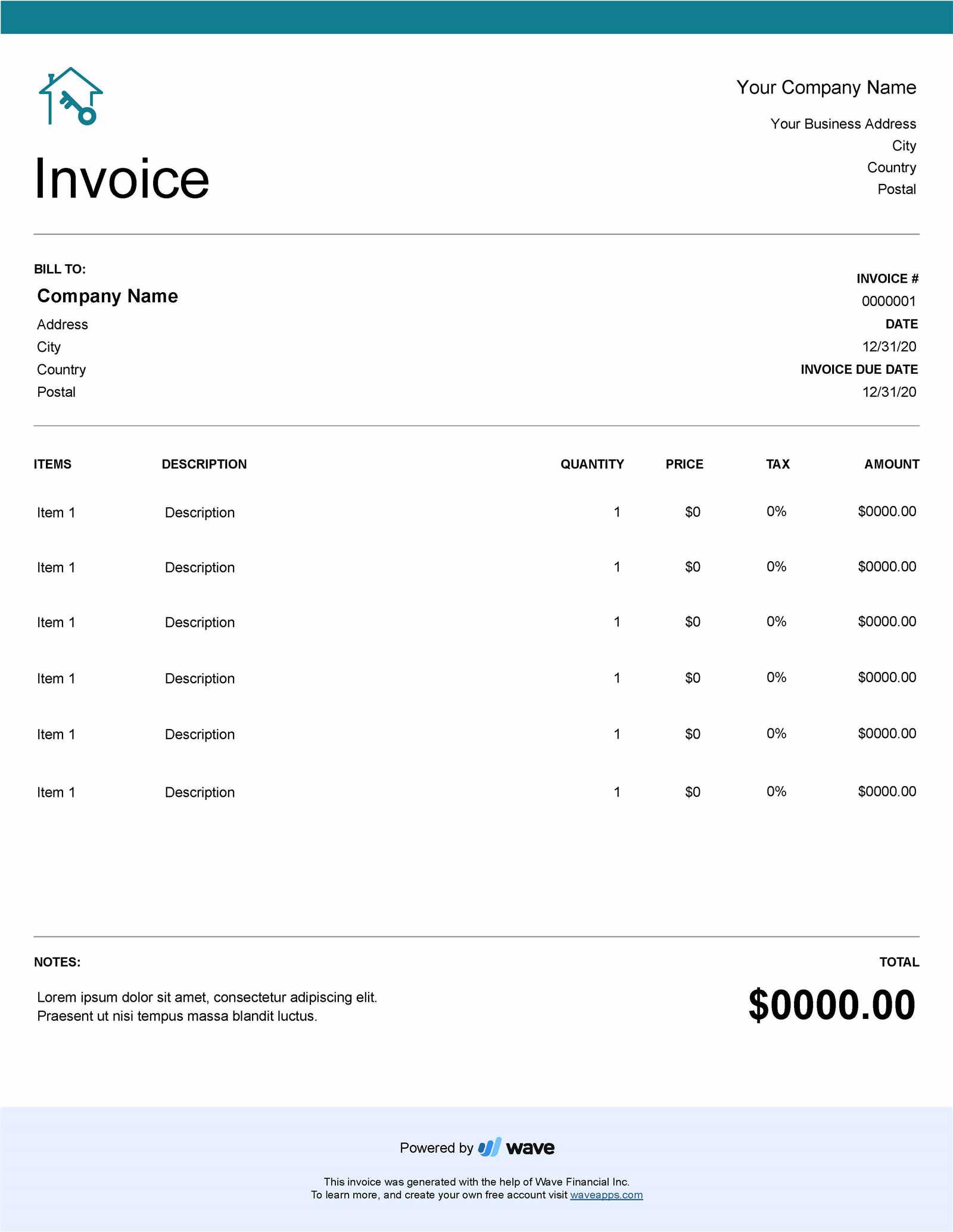 apartment invoice template