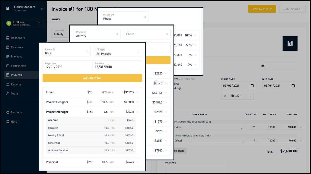 architect invoice template excel