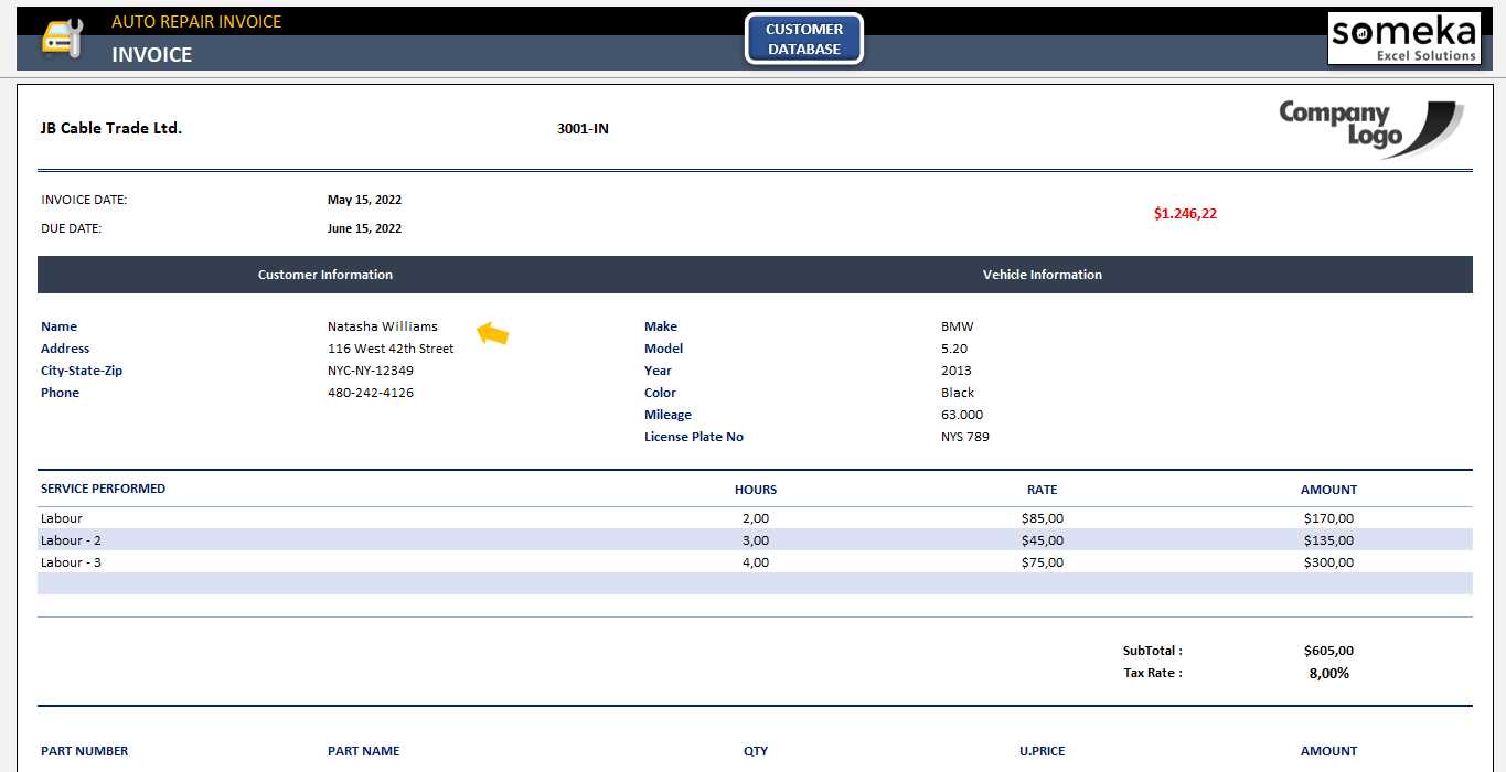 automated invoice excel template