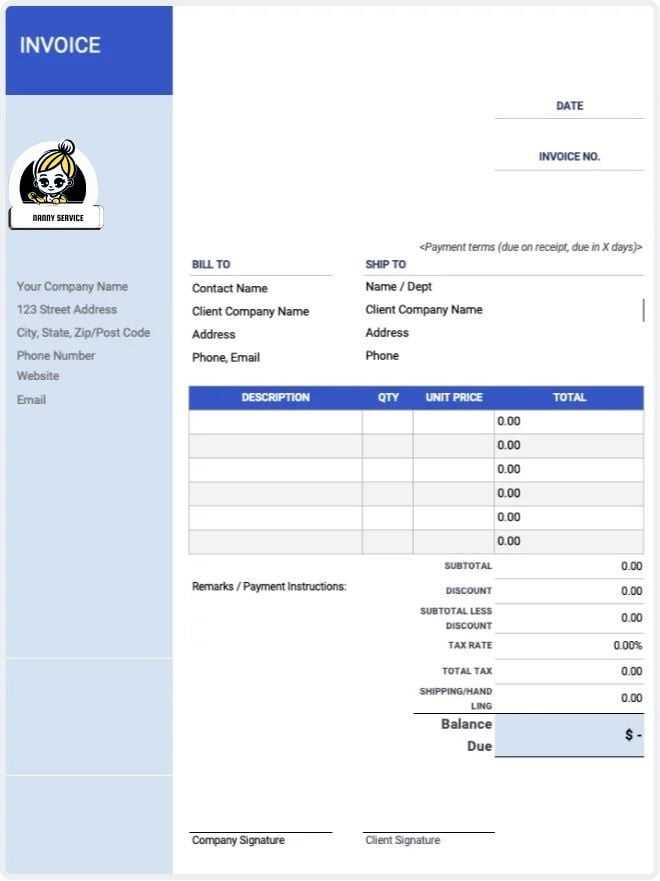 babysitting invoice template