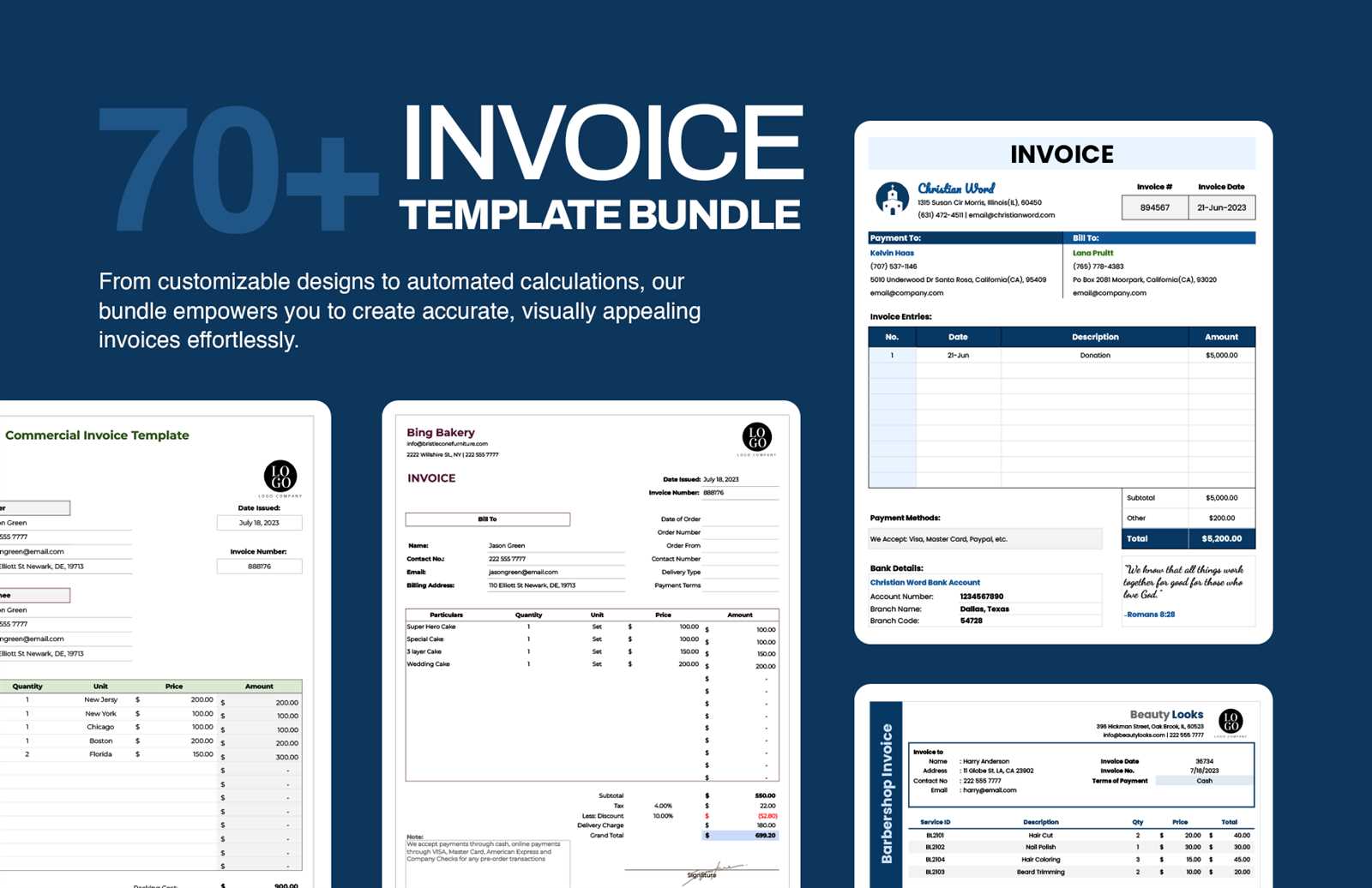 baking invoice template