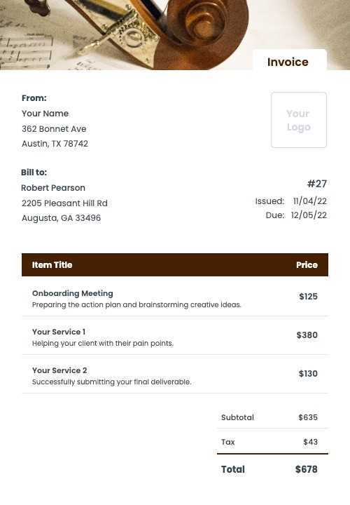 band performance invoice template