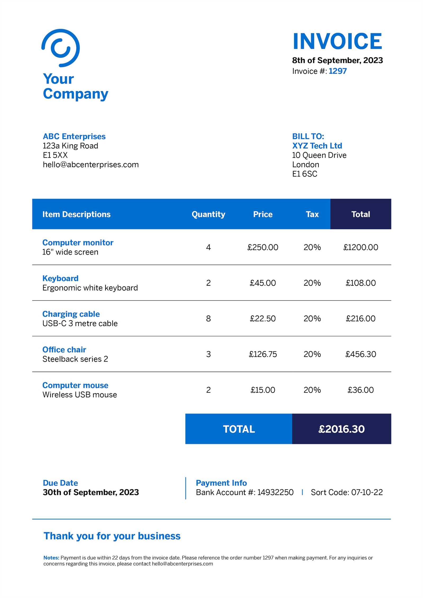 basic business invoice template