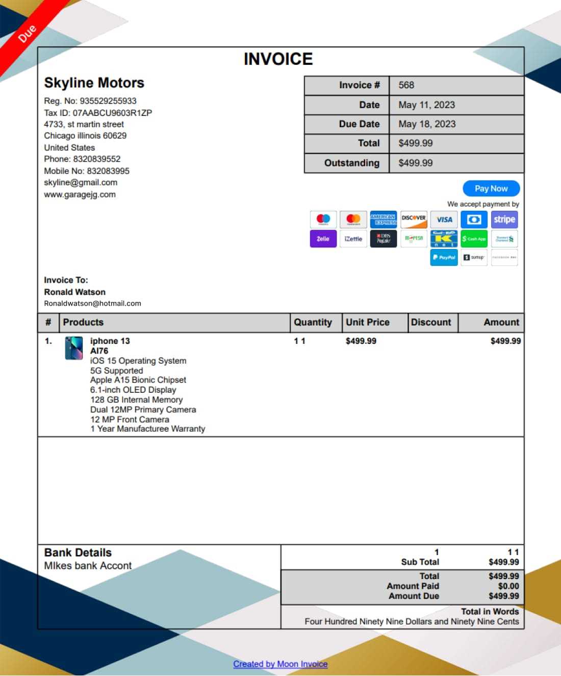 basic invoice template for mac