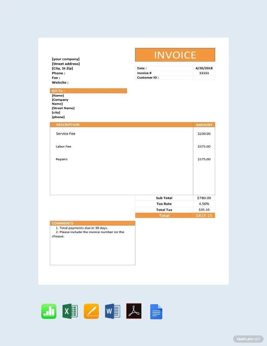 basic service invoice template free