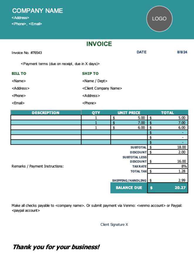 basic service invoice template free