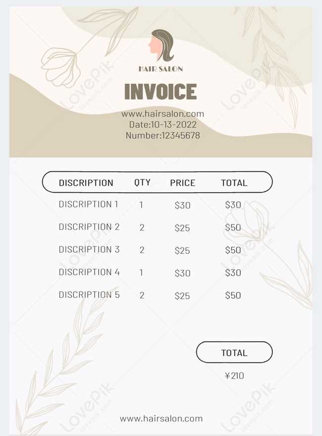 beauty invoice template