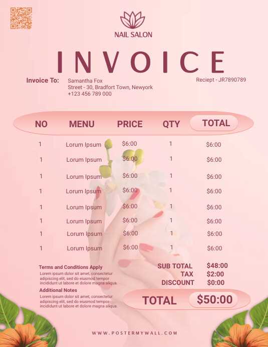 beauty invoice template