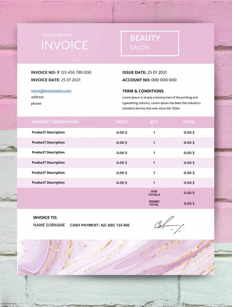 beauty invoice template