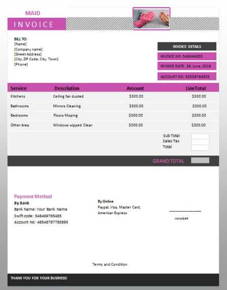 blank cleaning invoice template