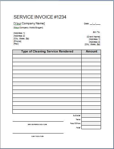 blank cleaning invoice template