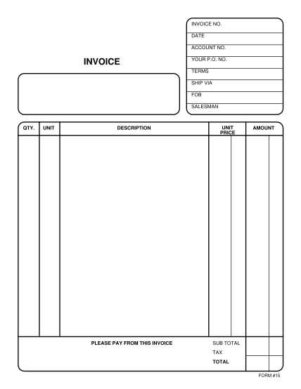 blank construction invoice template