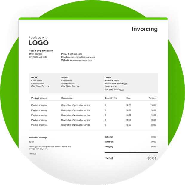 blank construction invoice template