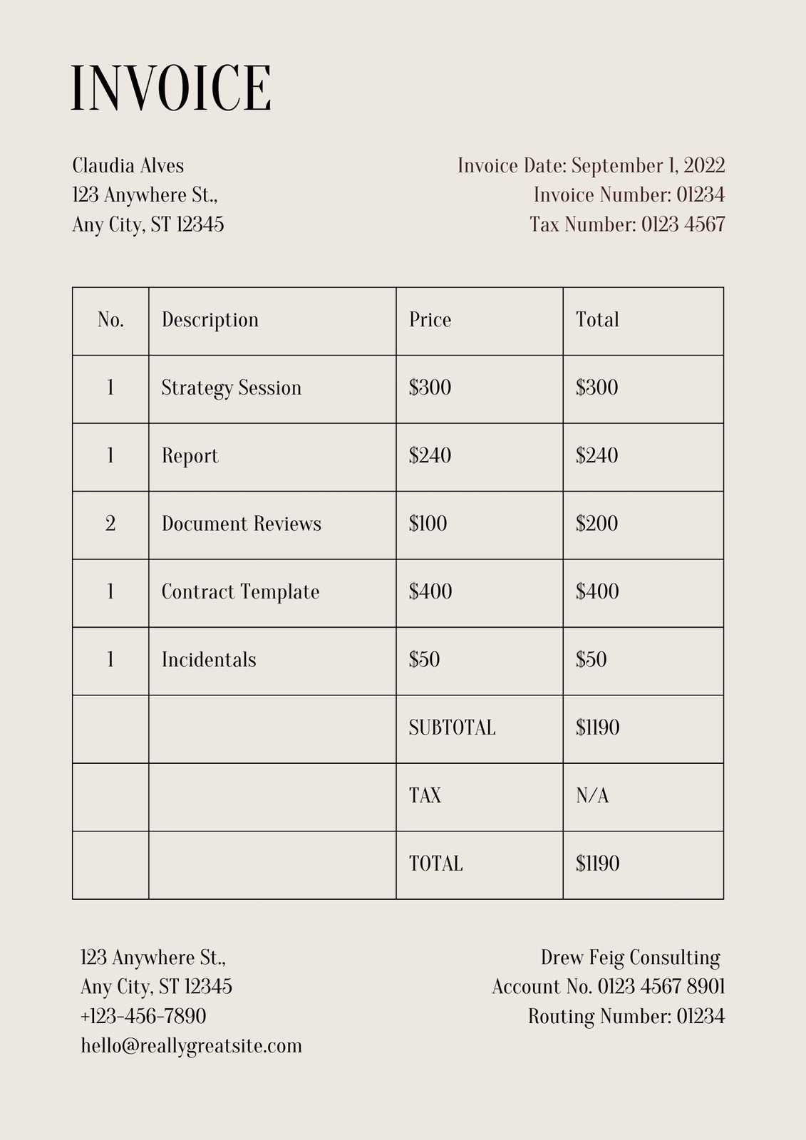 blank construction invoice template