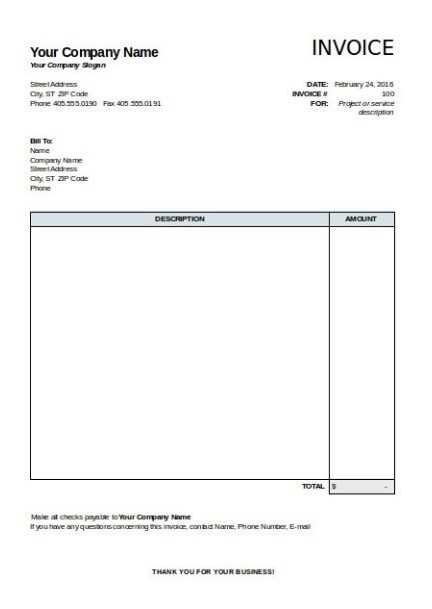 blank construction invoice template