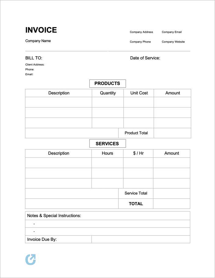 blank invoice template excel free