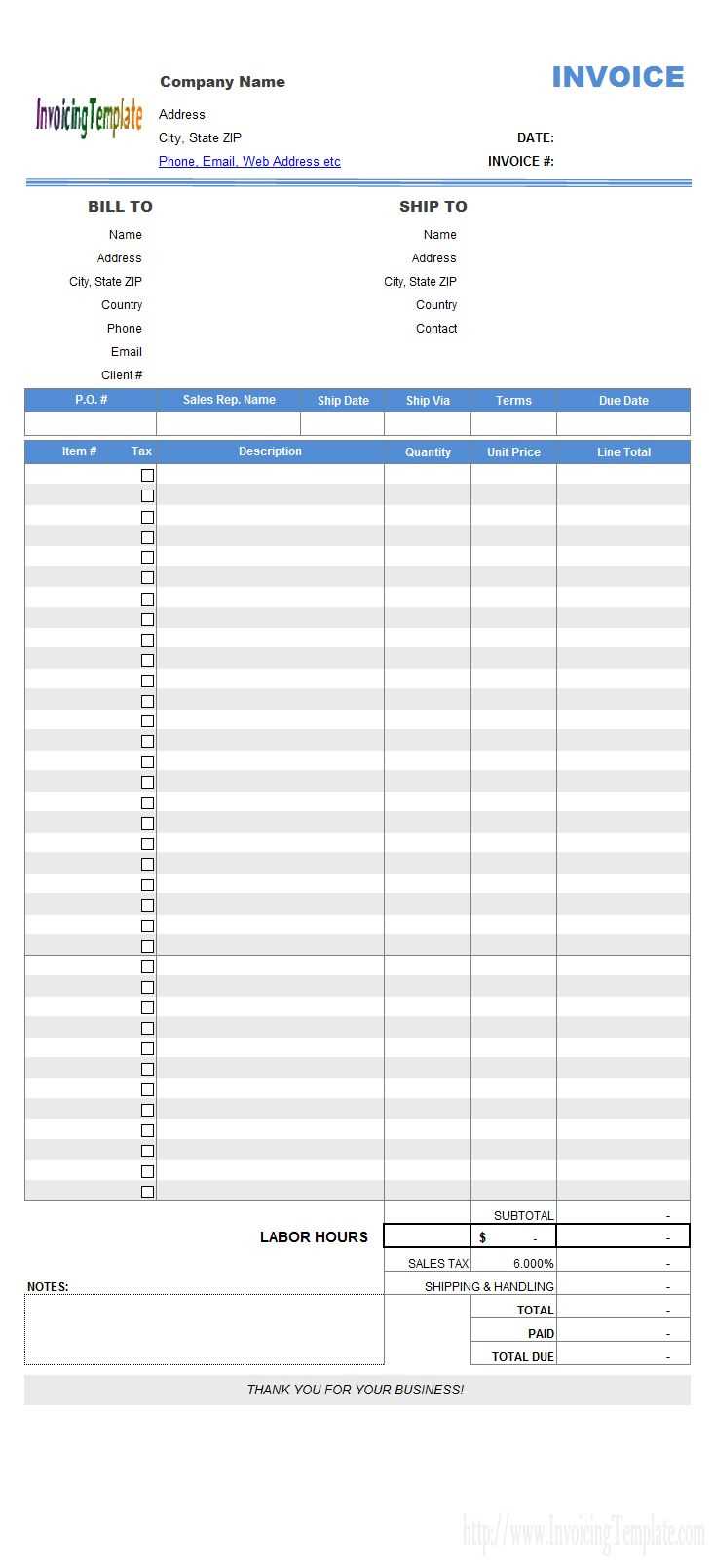 blank invoice template for mac