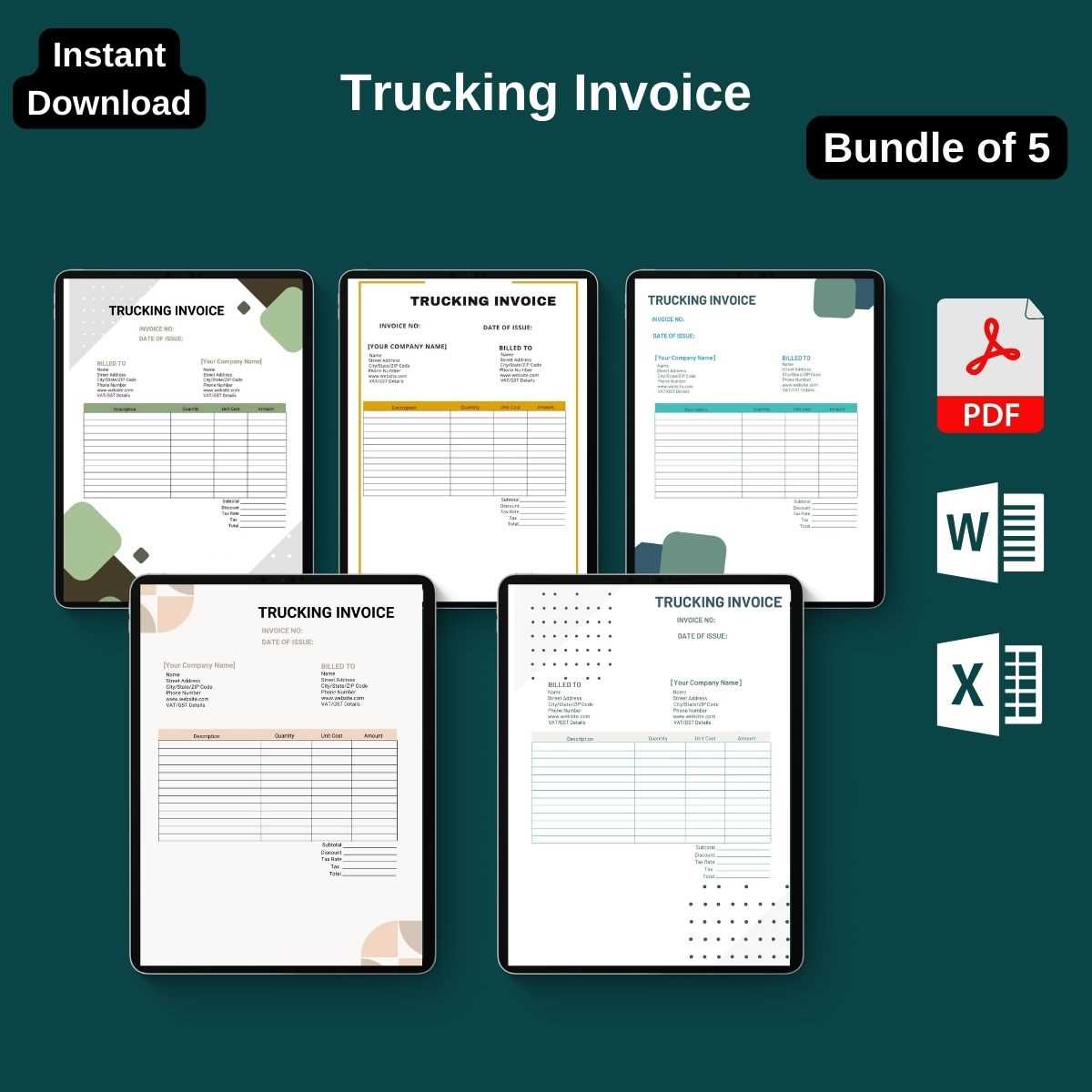 blank trucking invoice template