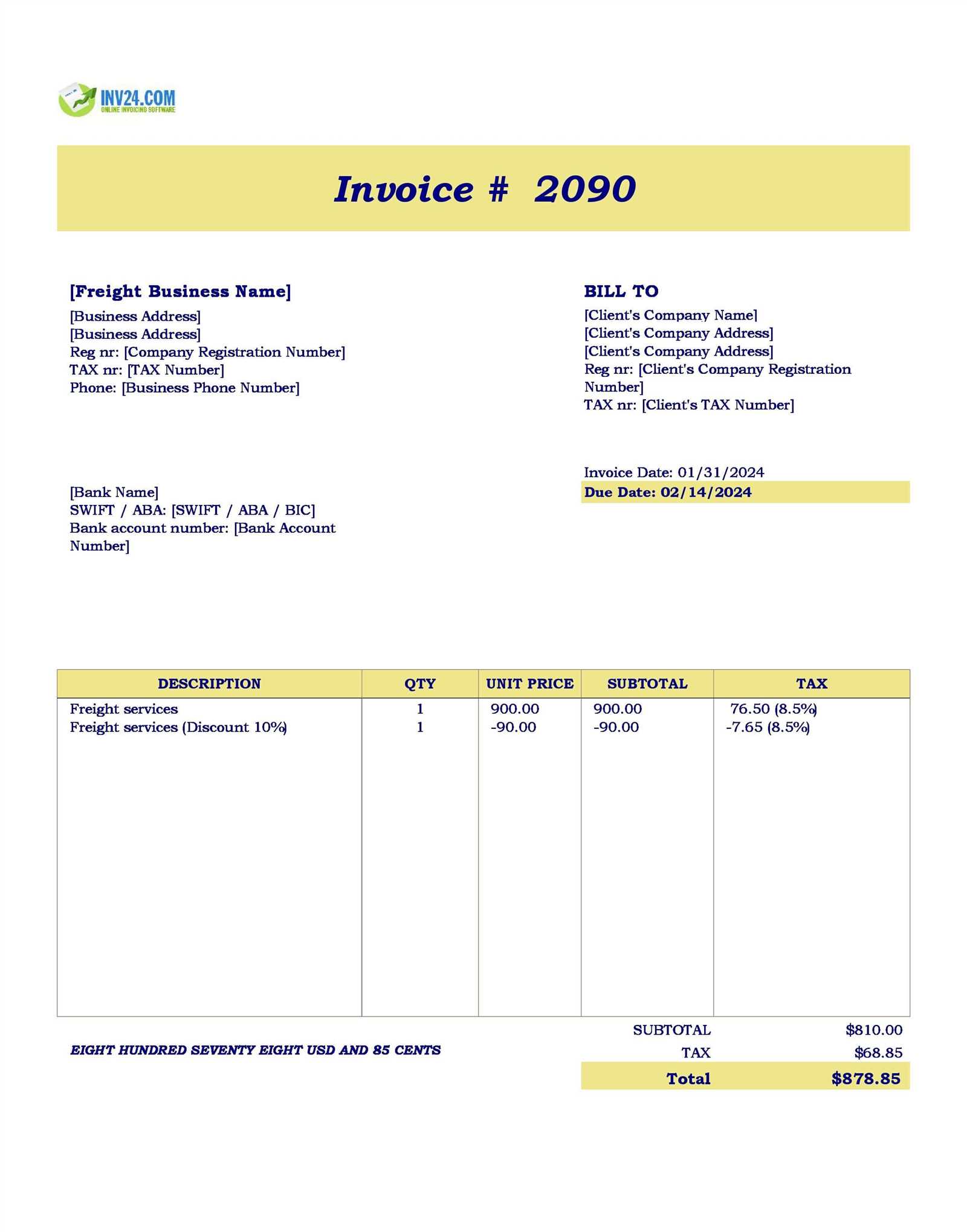 blank trucking invoice template