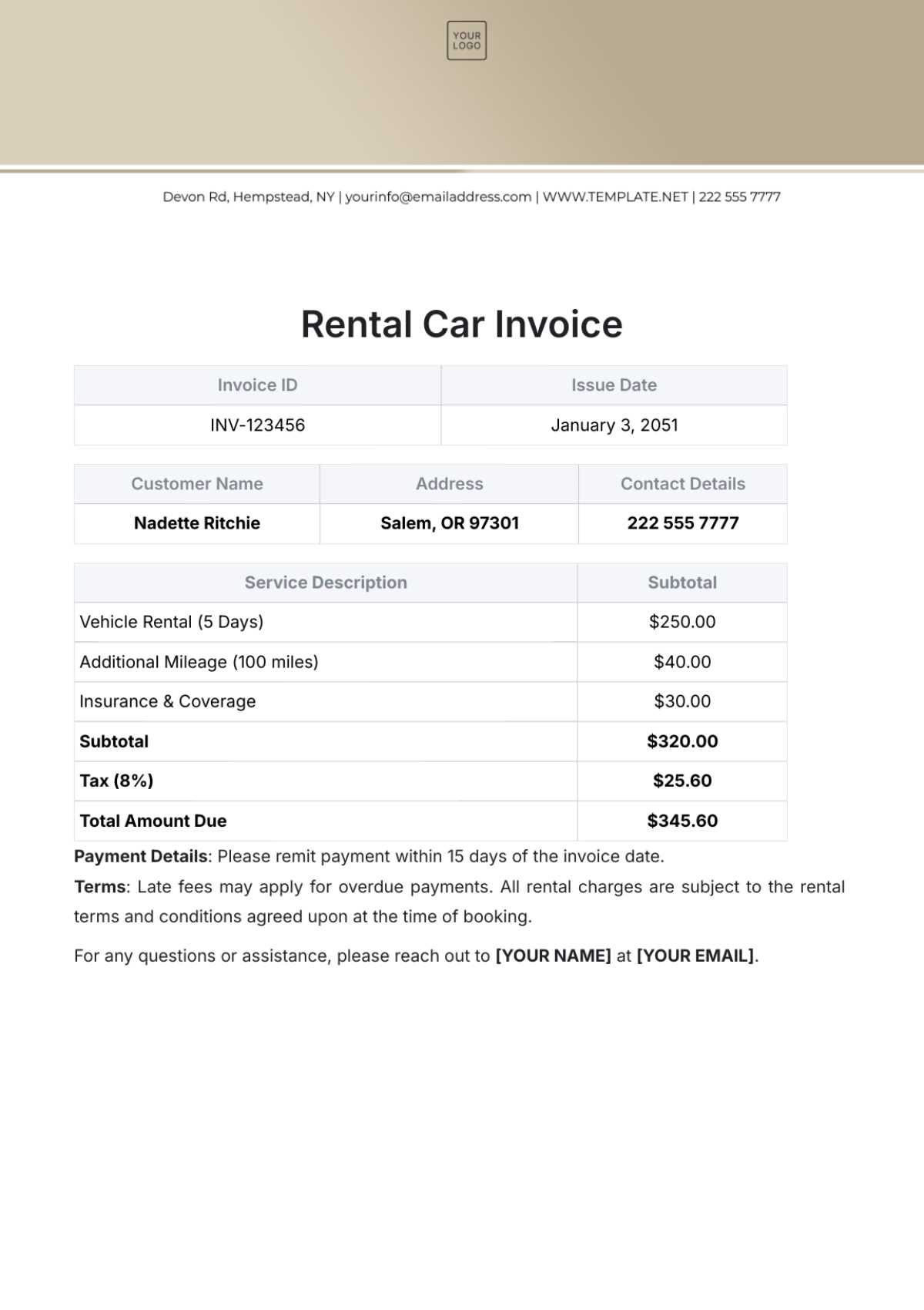 bmw invoice template