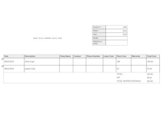 bmw invoice template