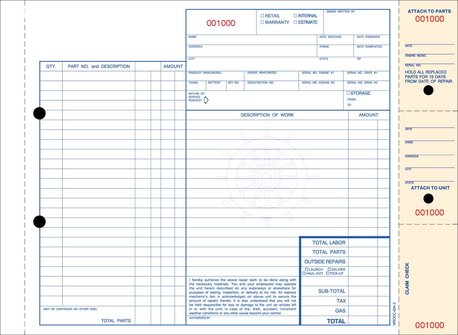 boat repair invoice template