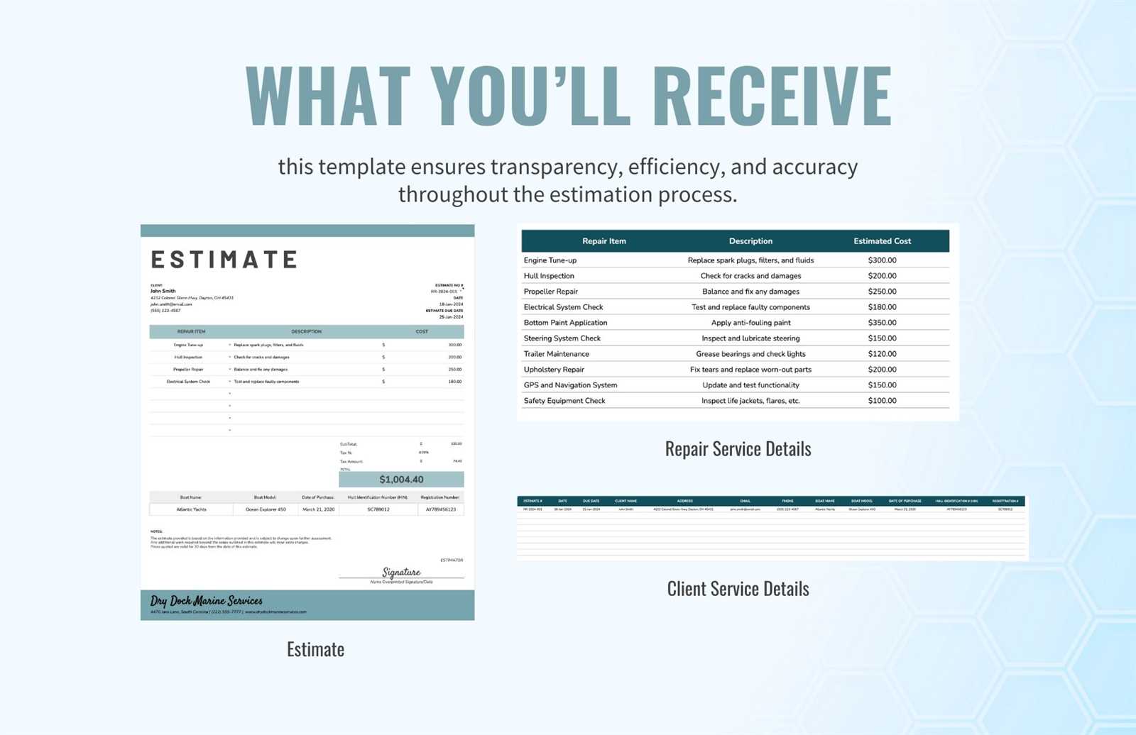 boat repair invoice template