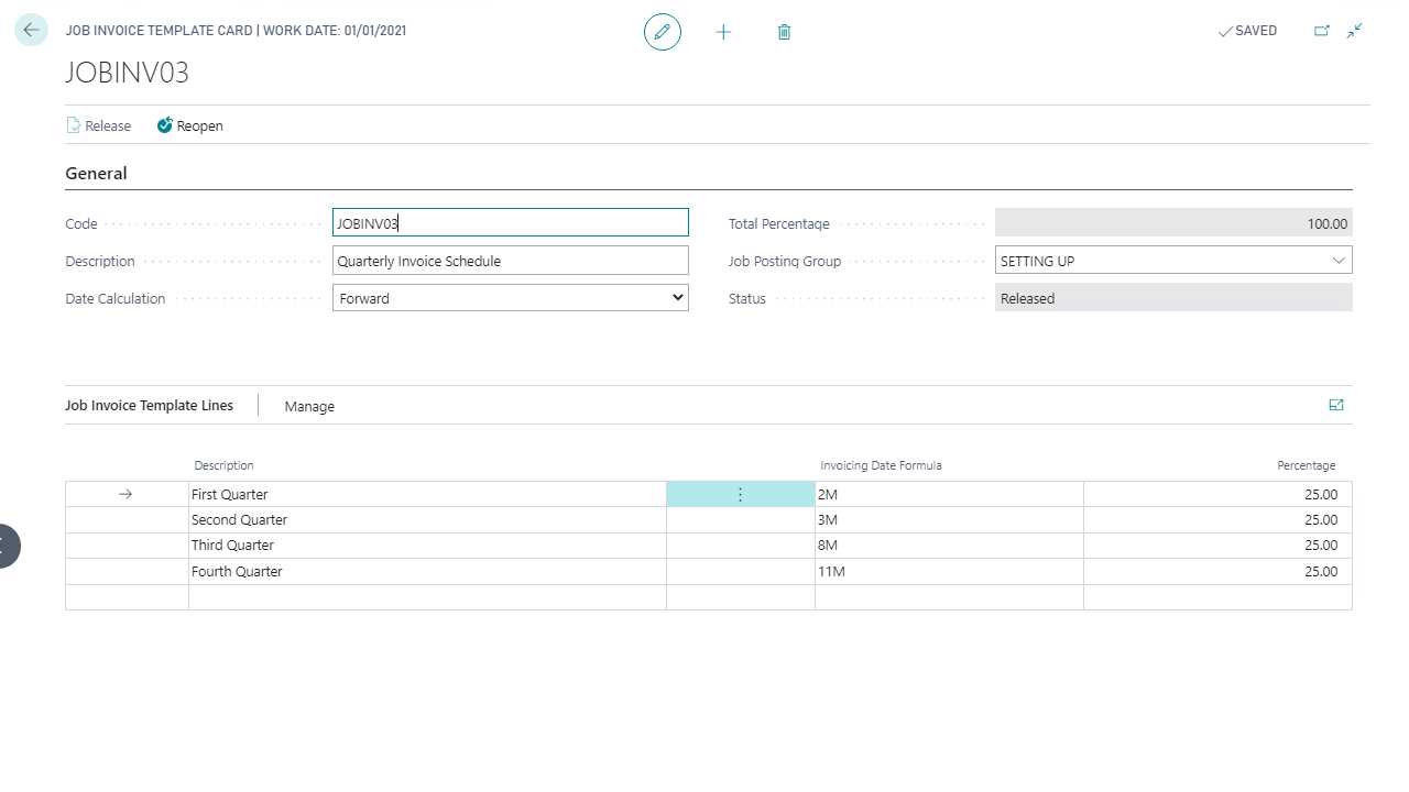 business central invoice template