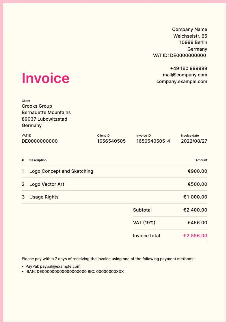 cake invoice template