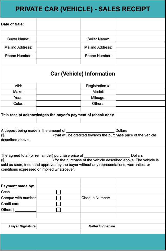 car purchase invoice template