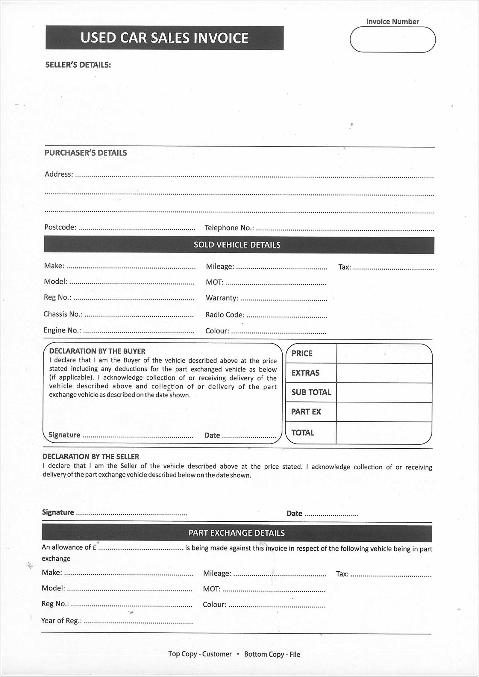 car sale invoice template