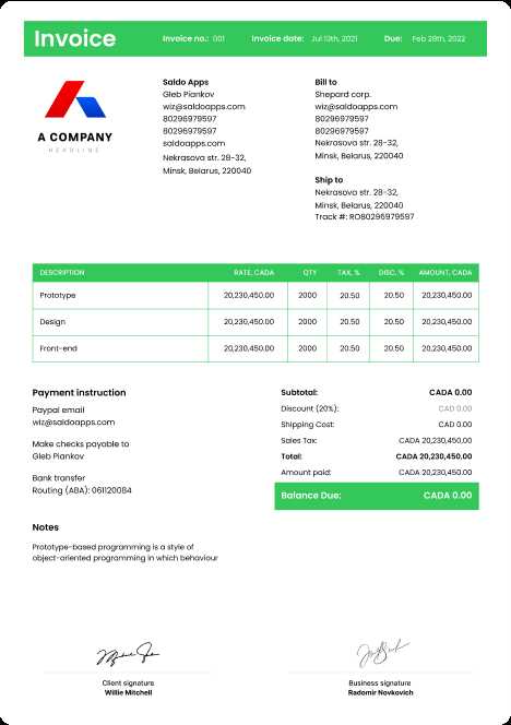 car sales invoice template free download