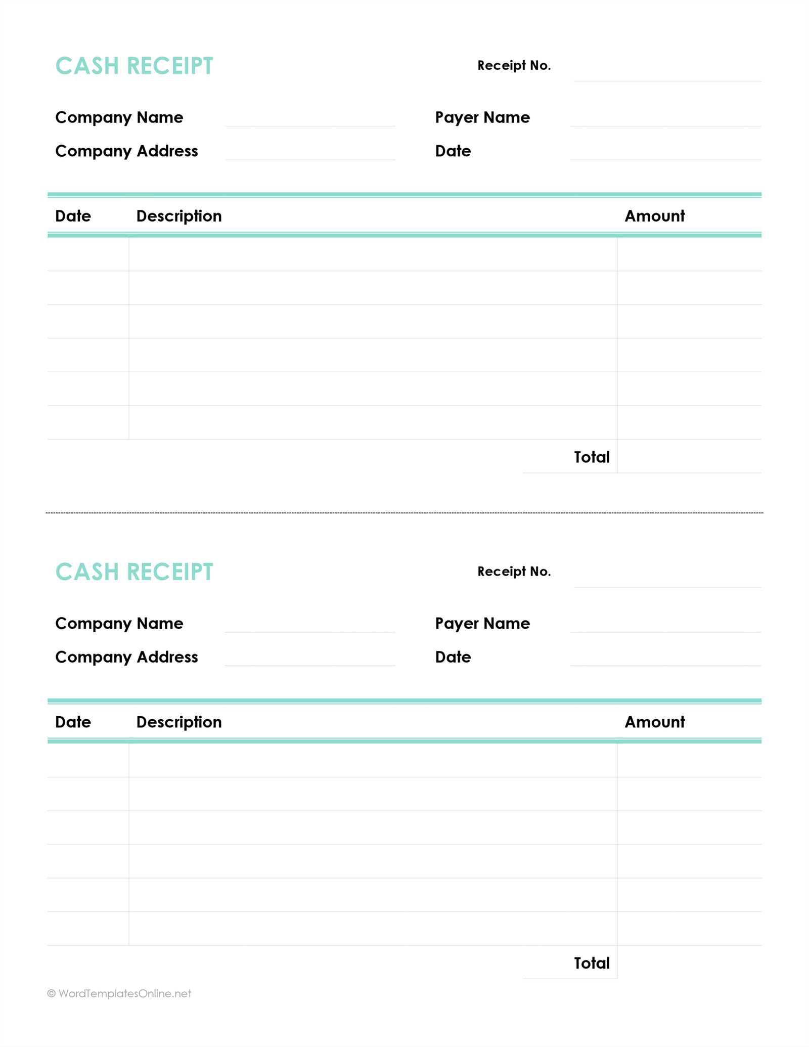 cash payment invoice template