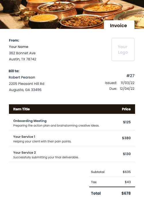 catering invoice templates