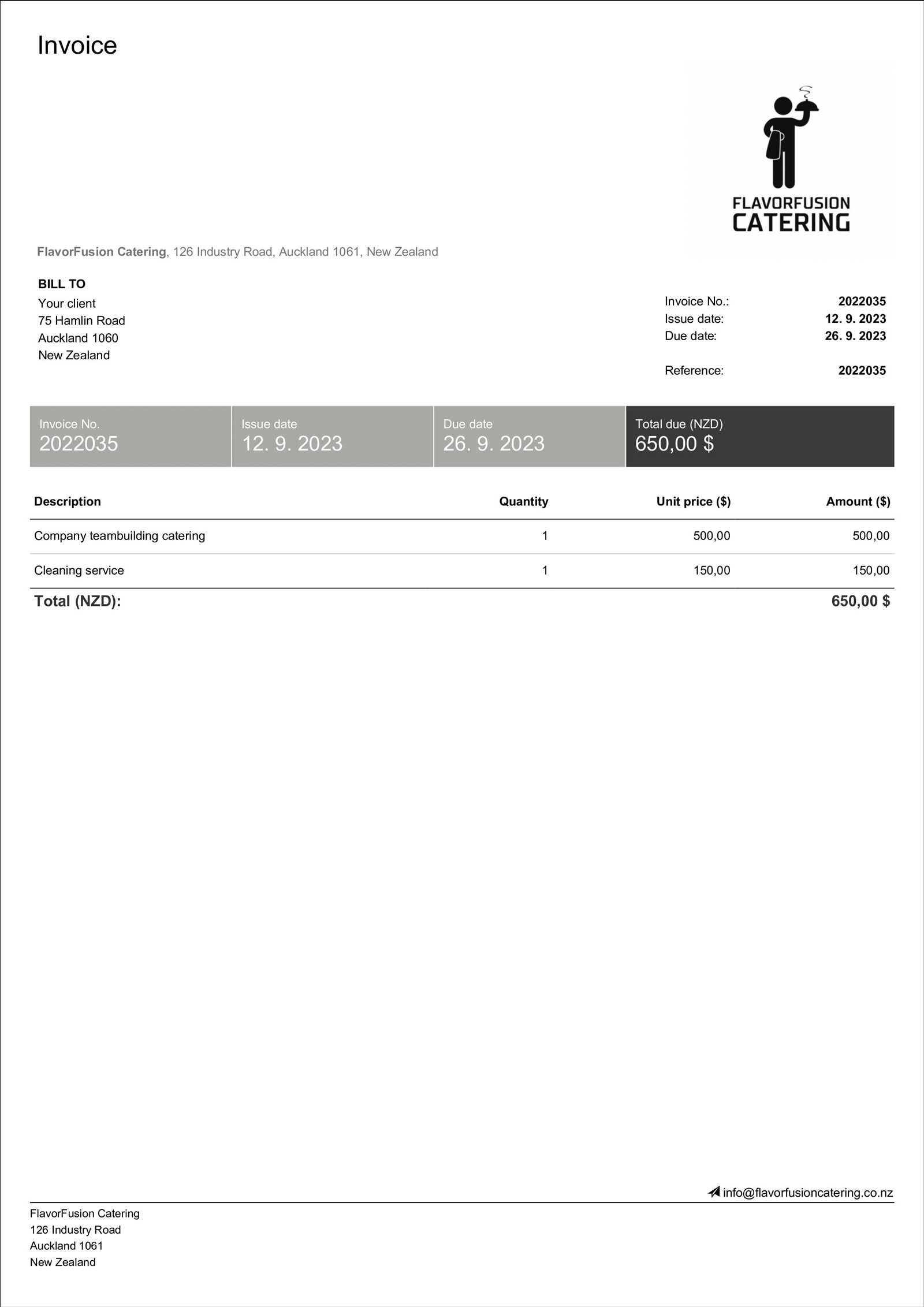 catering invoice templates