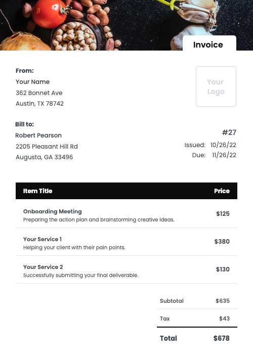 chef invoice template