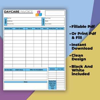 child care invoice template free