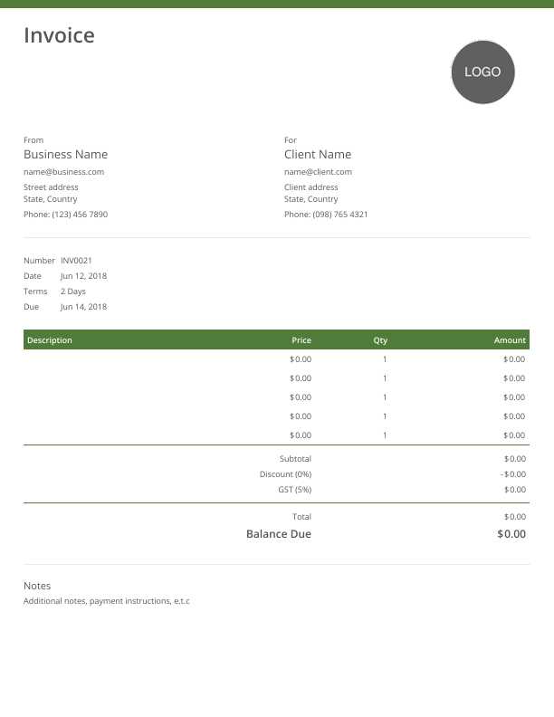 client invoice template
