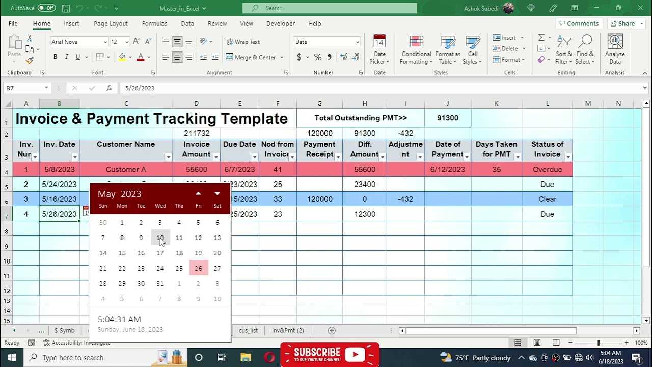 client invoice tracker template