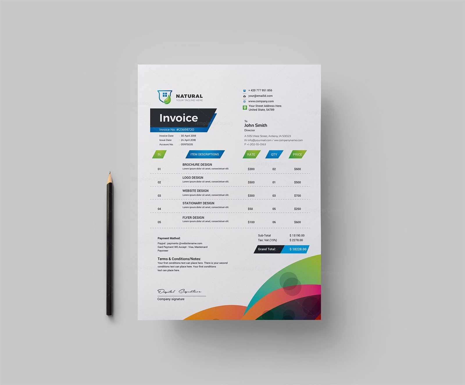 colorful invoice template