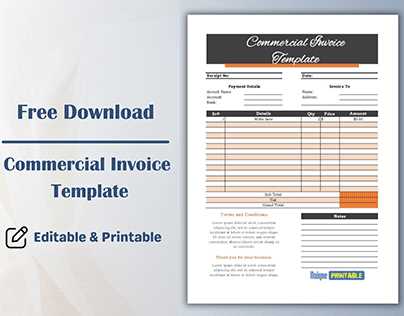 commercial invoice printable template