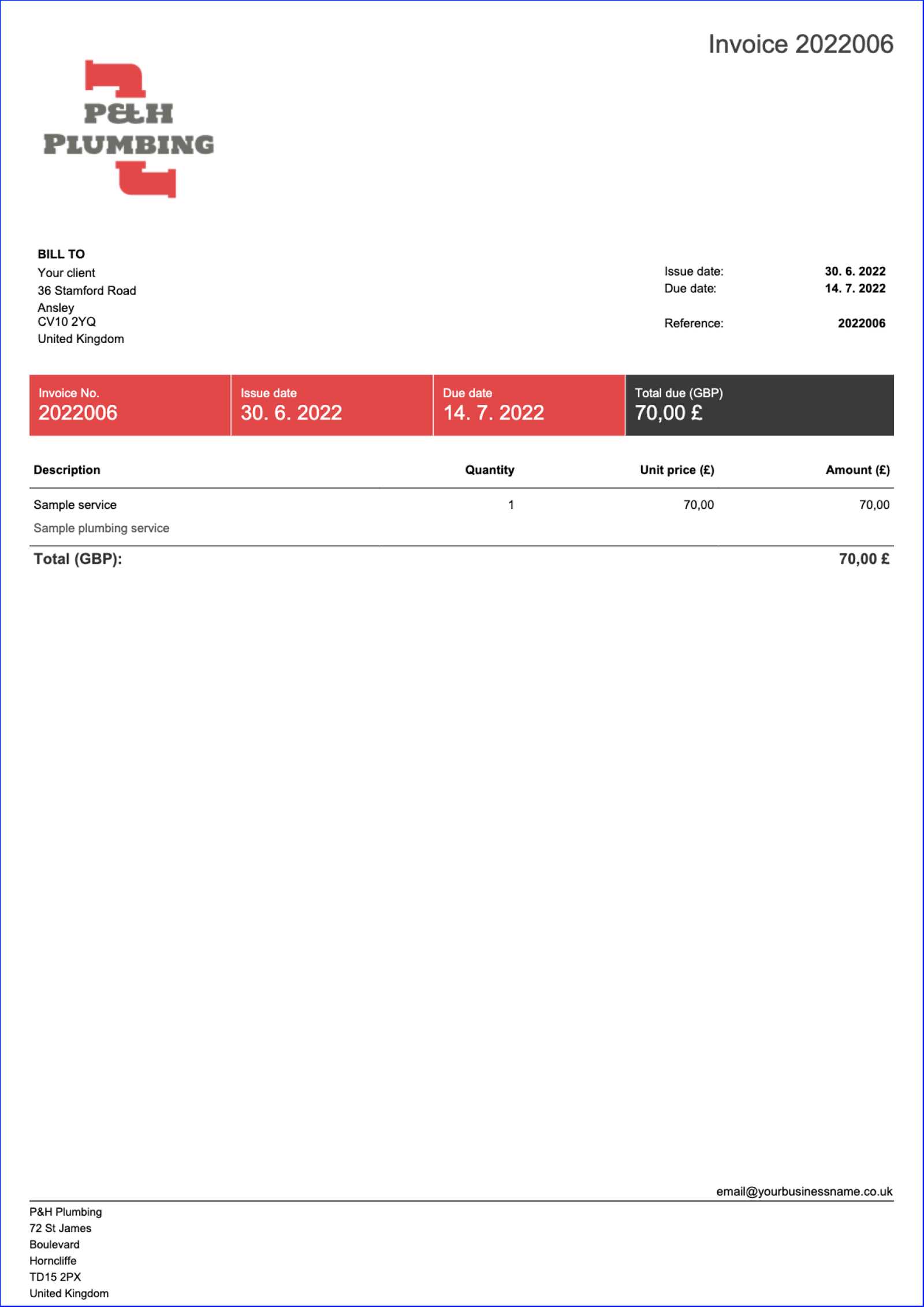 commercial invoice template uk